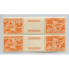 SUIZA 1949 BLOQUE DE 6 CON PAREJAS TETE-BECHE Y ENTRECINTAS NUEVAS MINT